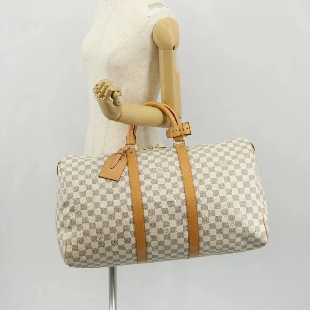 LOUIS VUITTON Damier Azur Keepall 50 Boston Bag N41430 LV Auth 154925V
